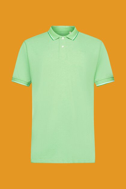 Pikee-Poloshirt mit Streifendetails, GREEN, overview
