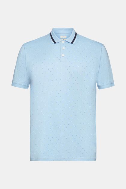 Poloshirt mit Allover-Muster, LIGHT AQUA BLUE, overview
