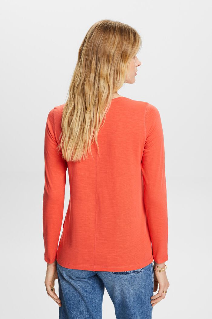 Jersey-Longsleeve, 100 % Baumwolle, CORAL RED, detail image number 3