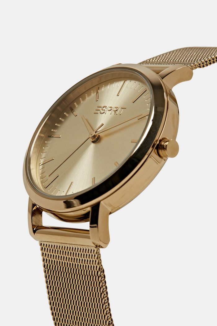 Armbanduhr mit Milanaiseband aus Edelstahl, GOLD, detail image number 1