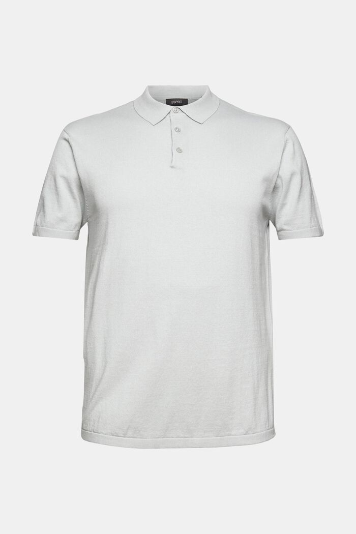 Mit TENCEL™: Poloshirt in Strick-Optik, LIGHT GREY, detail image number 5