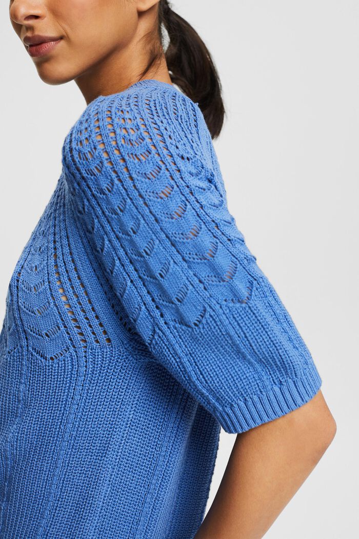 Kurzarm-Pullover aus 100% Baumwolle, LIGHT BLUE LAVENDER, detail image number 2