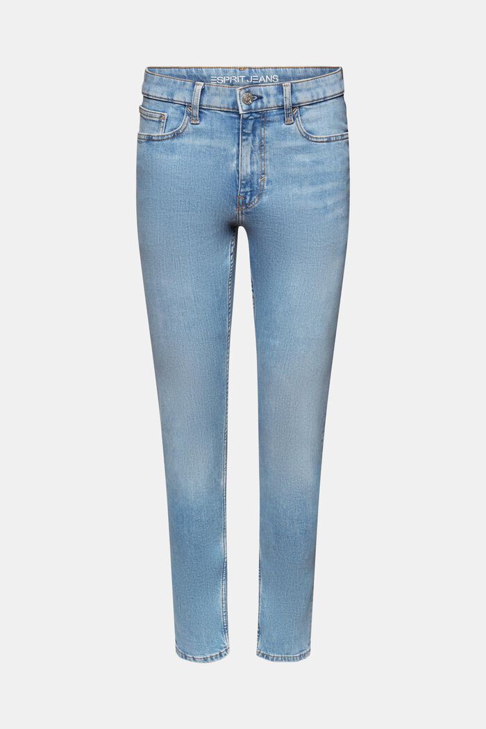 Schmal zulaufende Jeans mit mittelhohem Bund, BLUE LIGHT WASHED, detail image number 6