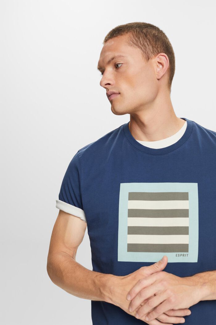 T-Shirt aus Baumwolljersey mit Grafikprint, GREY BLUE, detail image number 4