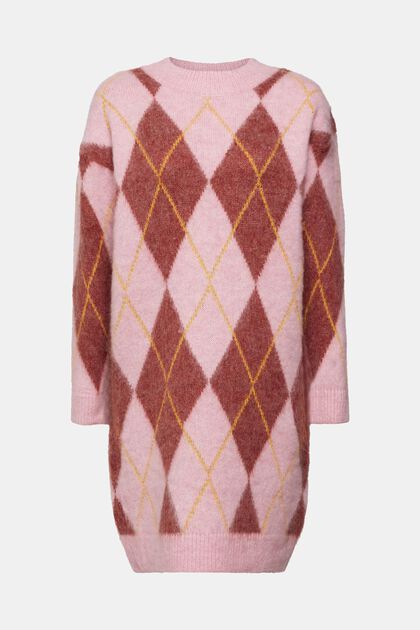 Pulloverkleid aus Wollmix mit Argyle-Muster