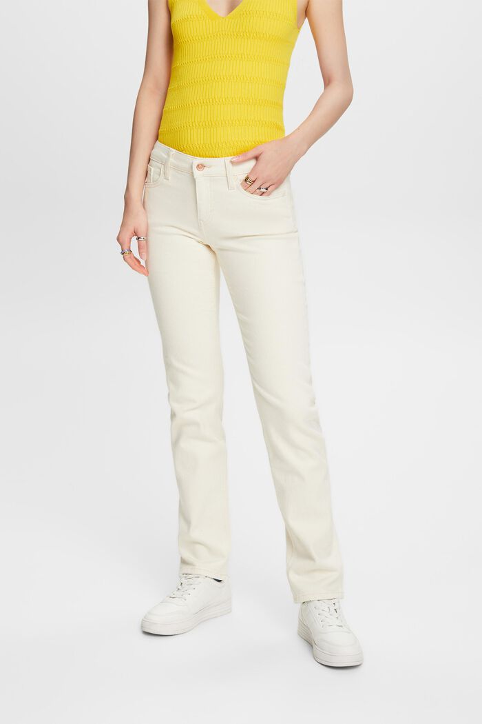 Jeans mit geradem Bein und mittlerer Bundhöhe, OFF WHITE, detail image number 0