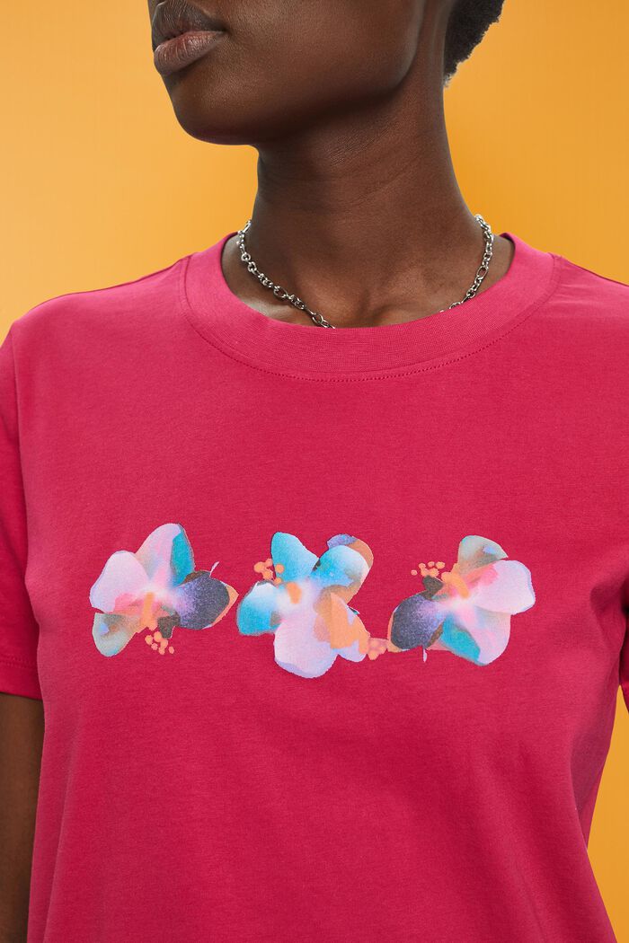 Baumwoll-T-Shirt mit Blumenprint, DARK PINK, detail image number 2