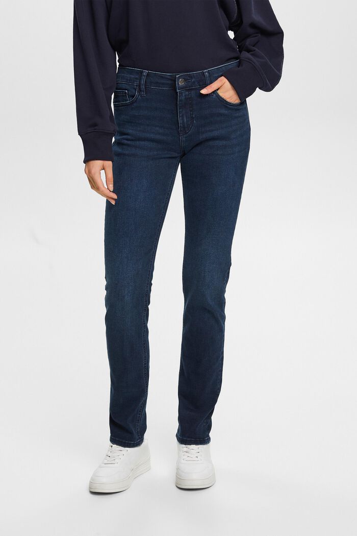 Jeans mit schmaler Passform und mittelhohem Bund, DARK BLUE, detail image number 0