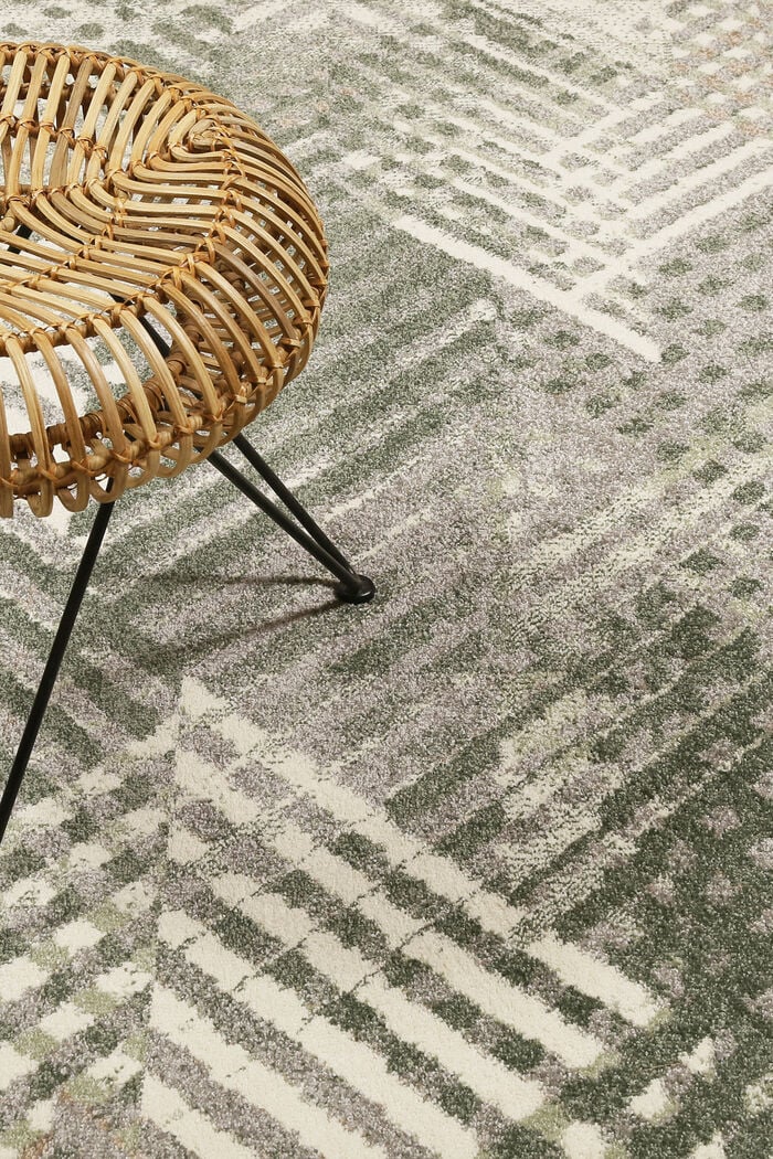 Kurzflor-Teppich mit geometrischem Muster, DUSTY GREEN, detail image number 6