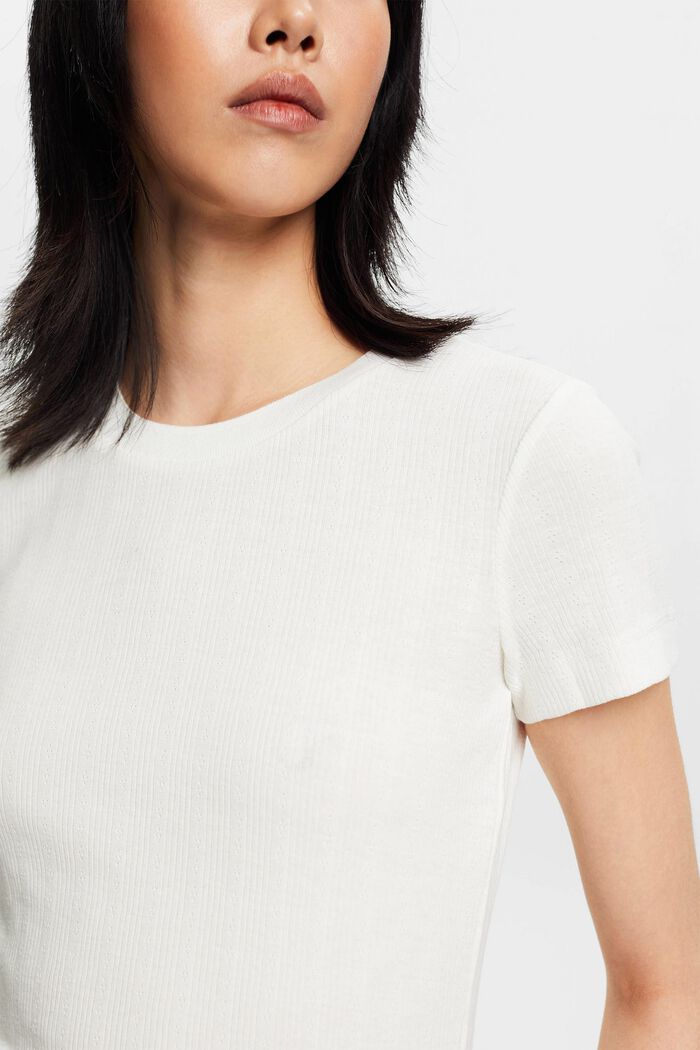 Pointelle-T-Shirt, OFF WHITE, detail image number 2
