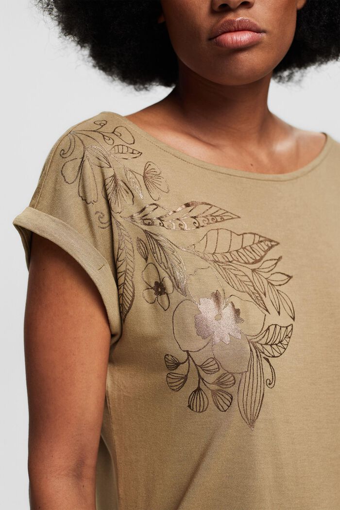 Shirt mit Metallic-Print, LENZING™ ECOVERO™, KHAKI GREEN, detail image number 2