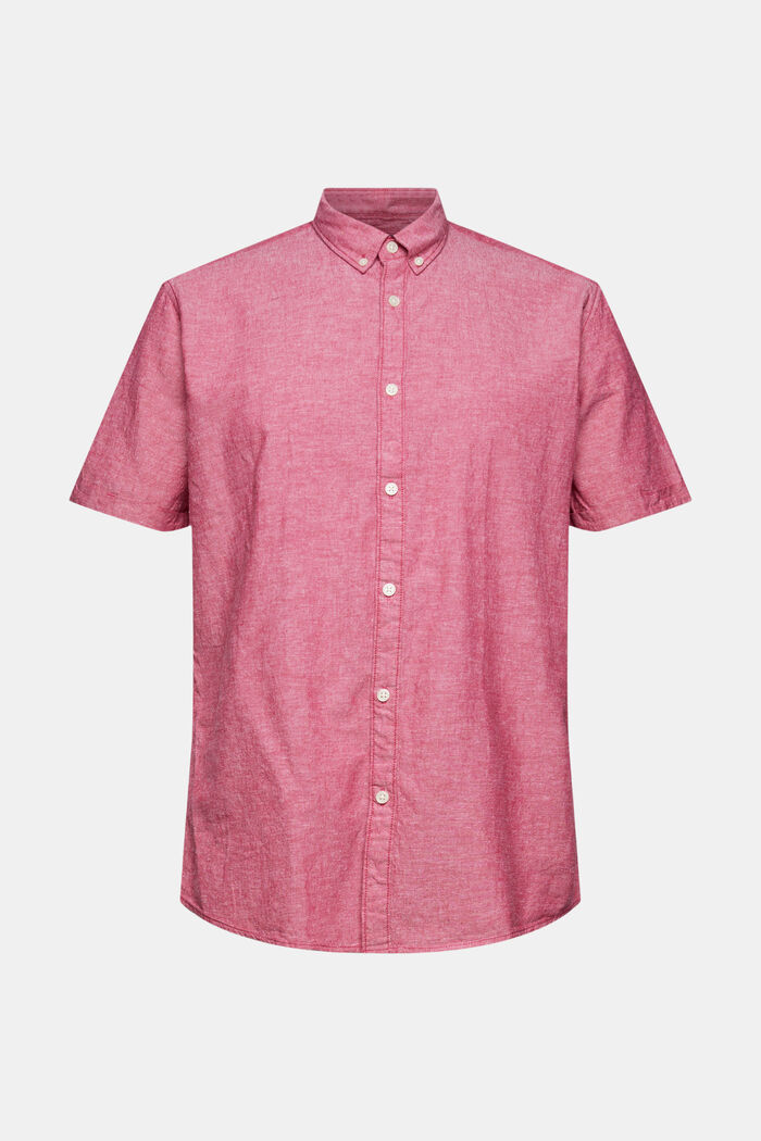 Mit Leinen: kurzärmeliges Button-Down-Hemd, DARK PINK, detail image number 7