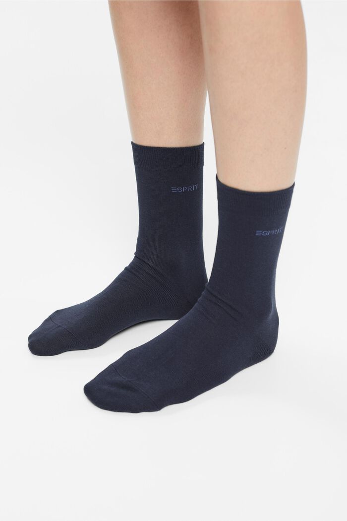 5er-Pack unifarbene Socken, Bio-Baumwolle, MARINE, detail image number 2
