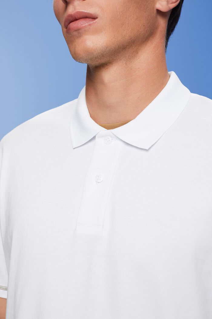 Poloshirt aus Jersey, 100 % Baumwolle, WHITE, detail image number 2