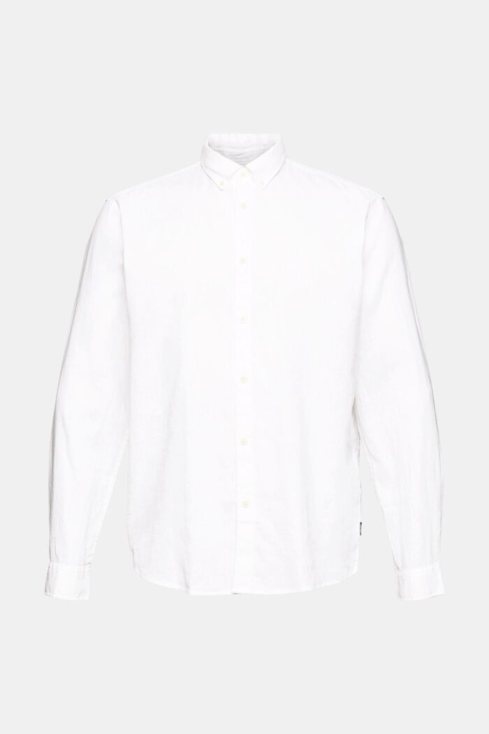 Aus Leinen-Mix: meliertes Hemd, WHITE, overview
