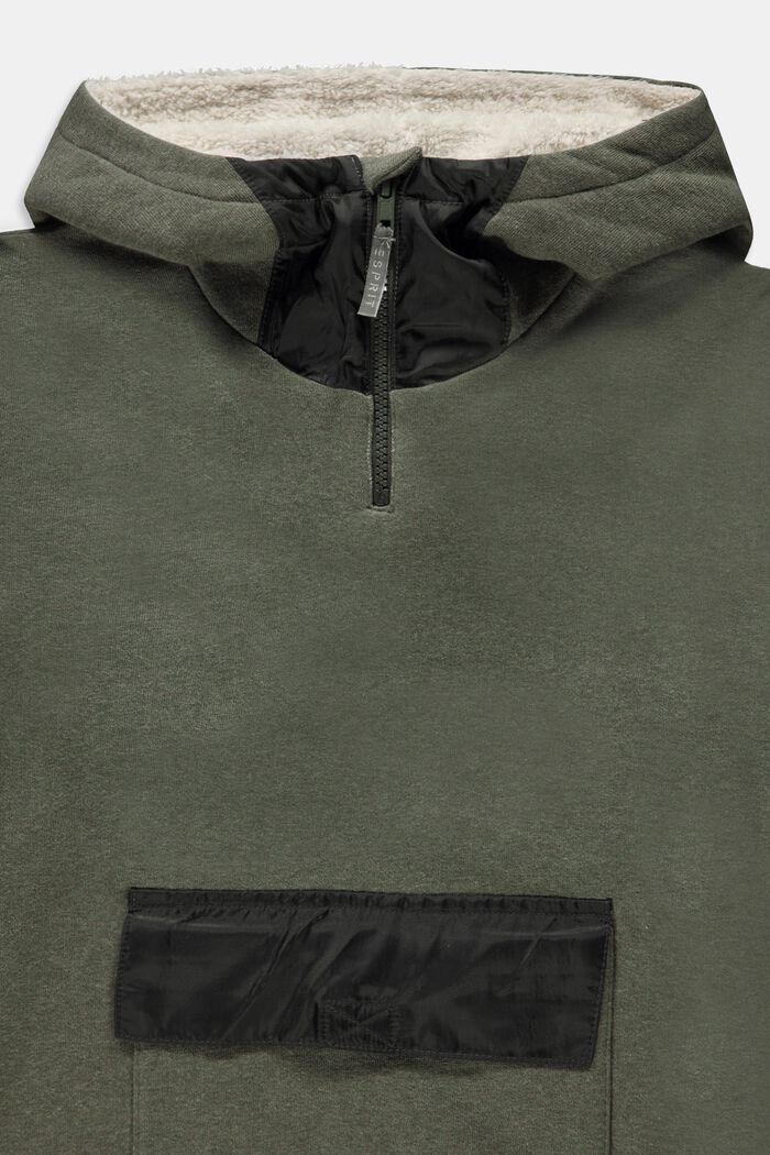 Troyer-Sweatshirt mit Kunstfell gefütterter Kapuze, FOREST, detail image number 2