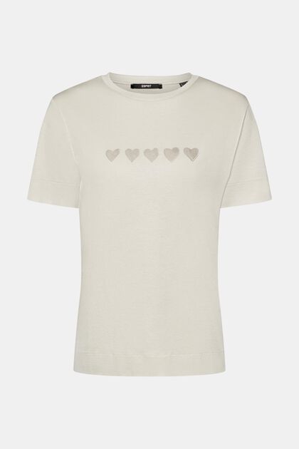 T-Shirt mit Print auf Brusthöhe, LIGHT TAUPE, overview