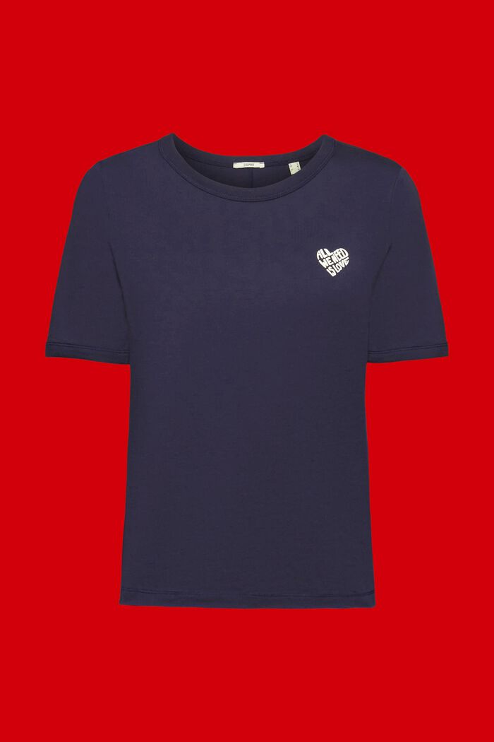 Baumwoll-T-Shirt mit herzförmigem Logo, NAVY, detail image number 5