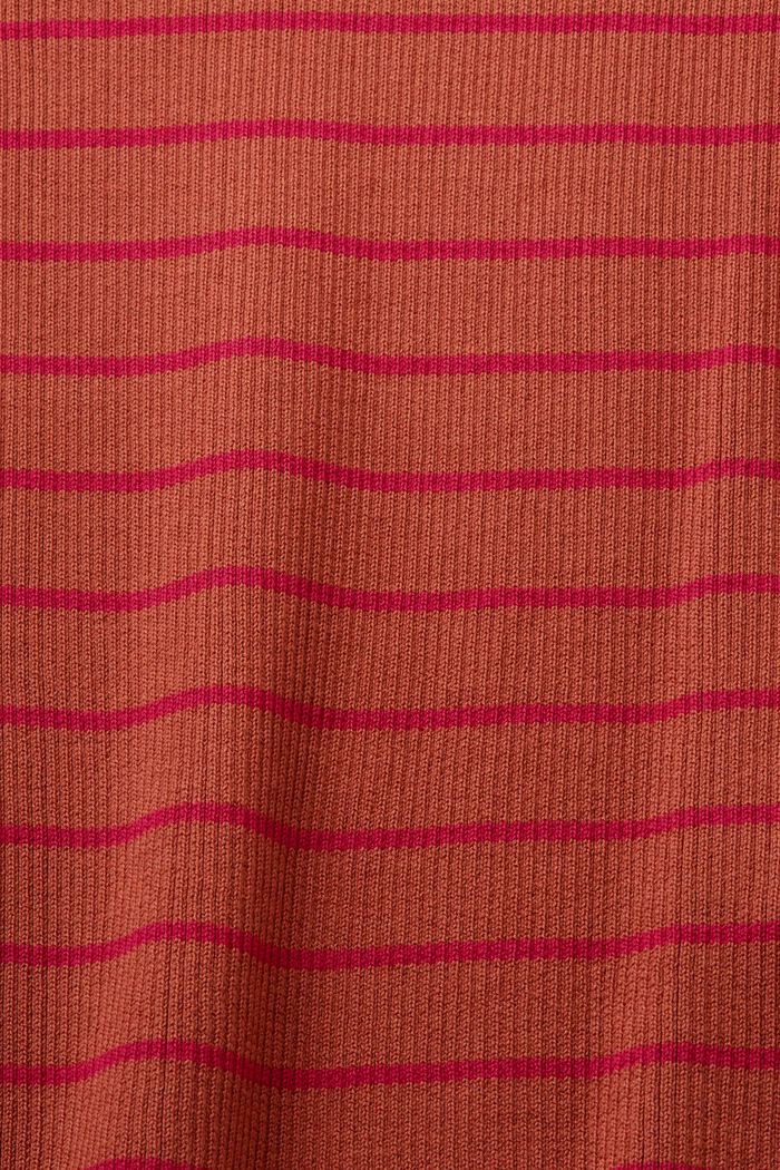 Kurzarmpullover mit Streifen, 100 % Baumwolle, TERRACOTTA, detail image number 5