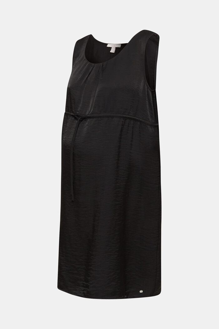 Web-Kleid mit Tunnelzug, BLACK, overview