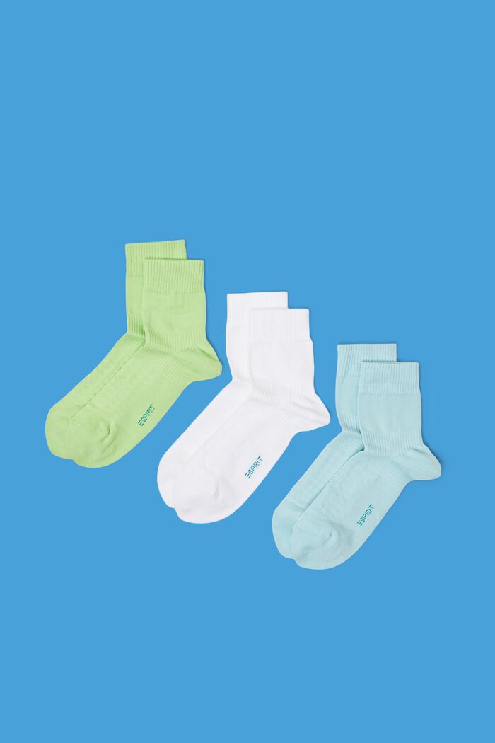 3er-Pack Gerippte Socken aus Bio-Baumwolle mit mittelhohem Schaft, BLUE/GREEN, detail image number 0