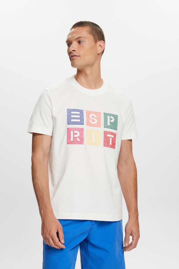 Baumwoll-T-Shirt mit Logoprint, OFF WHITE, detail image number 0