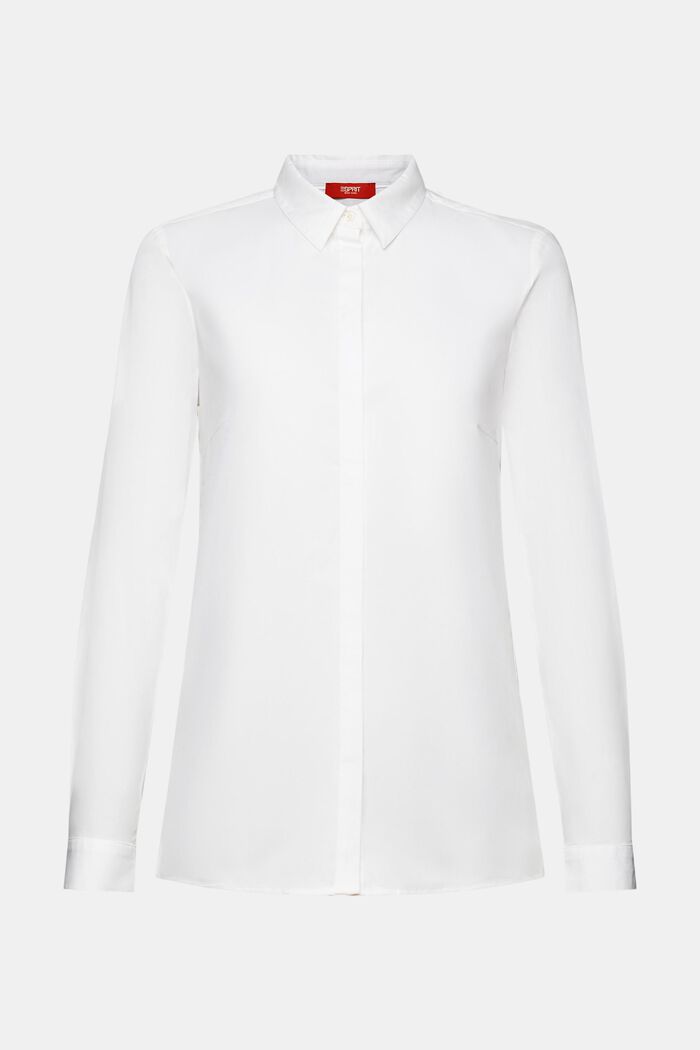 Langärmlige Popeline-Bluse, WHITE, detail image number 6