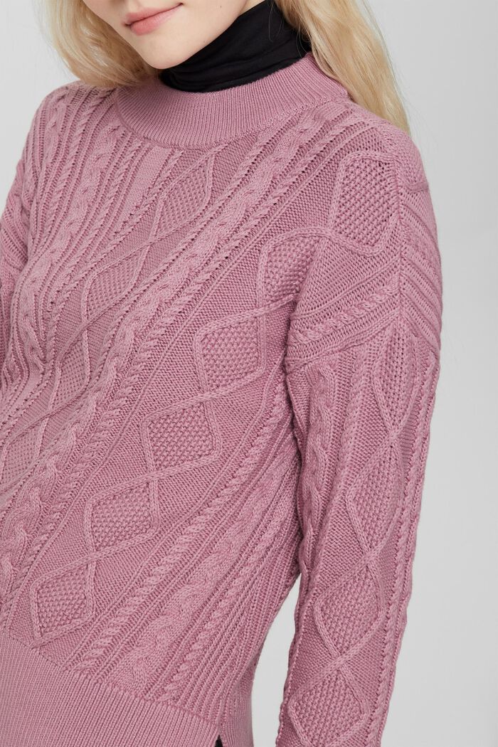 Pullover aus Musterstrick, Organic Cotton, MAUVE, detail image number 2