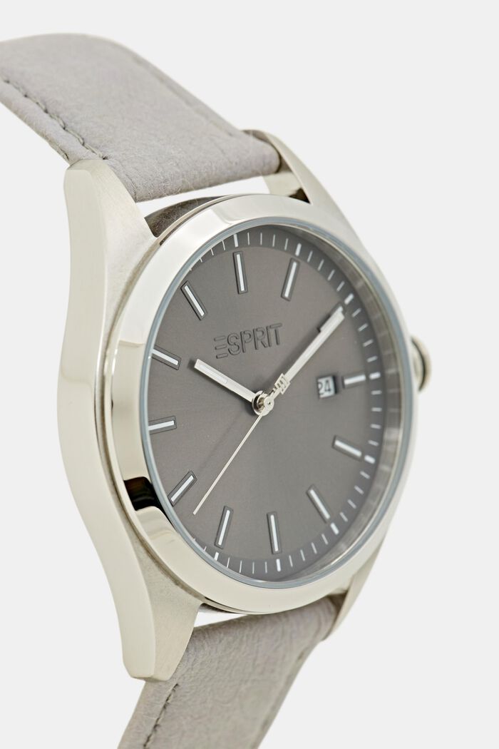 Vegan: Edelstahl-Uhr mit Datumsanzeige, GREY, detail image number 1