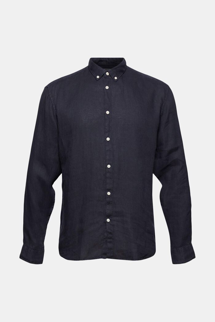 Button-Down-Hemd aus 100% Leinen, NAVY, detail image number 5