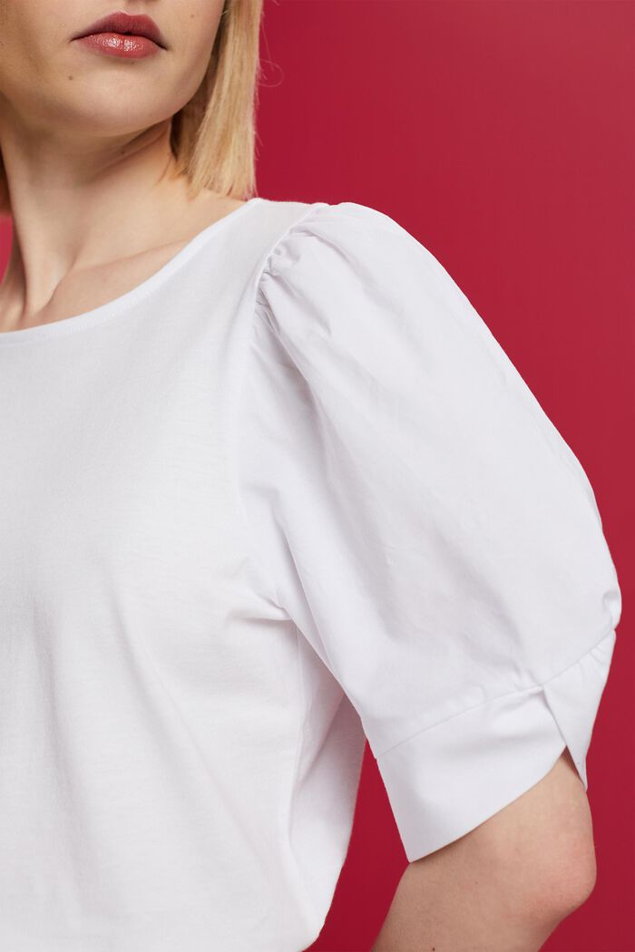 T-Shirt mit Strukturmix, 100 % Baumwolle, WHITE, detail image number 2