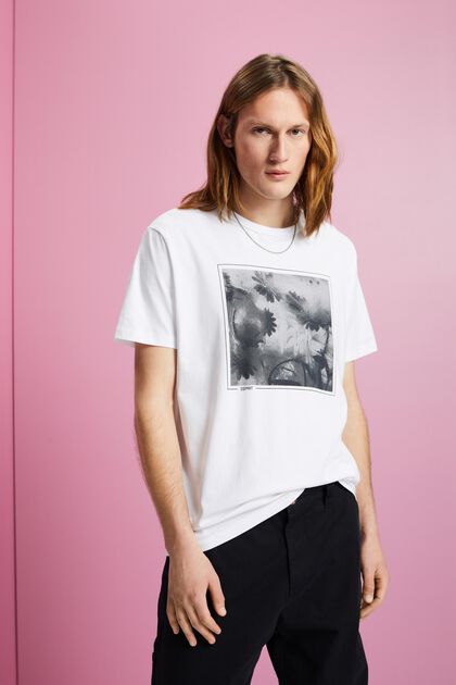 T-Shirt aus nachhaltiger Baumwolle mit Print, WHITE, overview