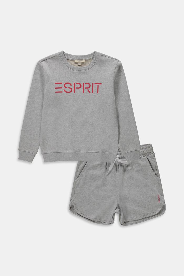 Set: Sweatshirt und Shorts, PASTEL GREY, overview