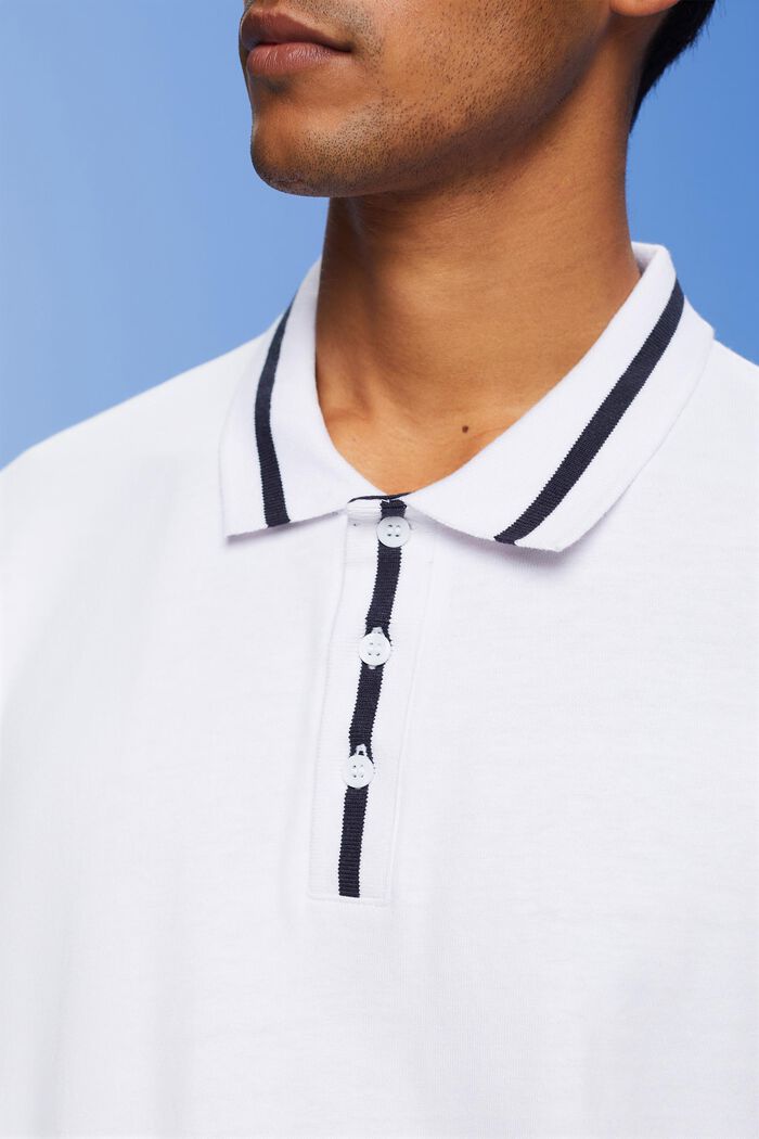 Polo-Shirt aus Jersey, Baumwollmix, WHITE, detail image number 2