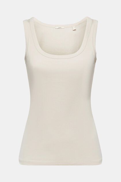 Tank-Top aus Organic Cotton, LIGHT TAUPE, overview