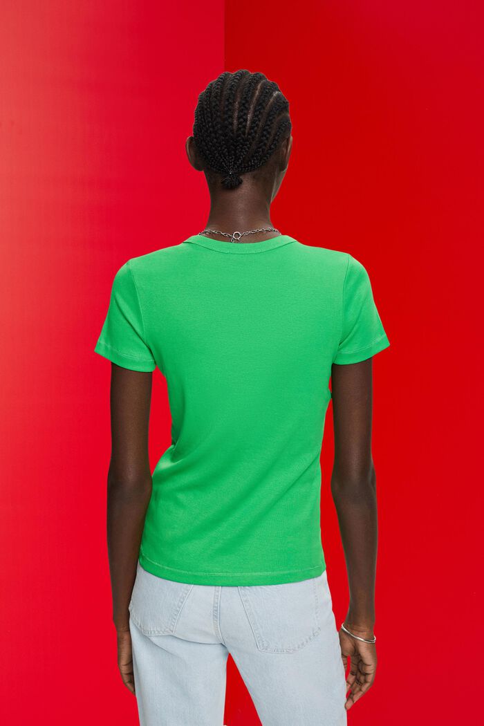 T-Shirt aus Baumwolle, GREEN, detail image number 3