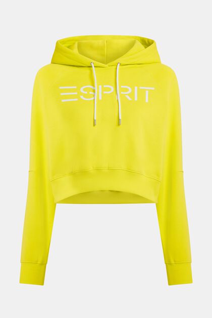 Cropped-Hoodie mit Logo, BRIGHT YELLOW, overview