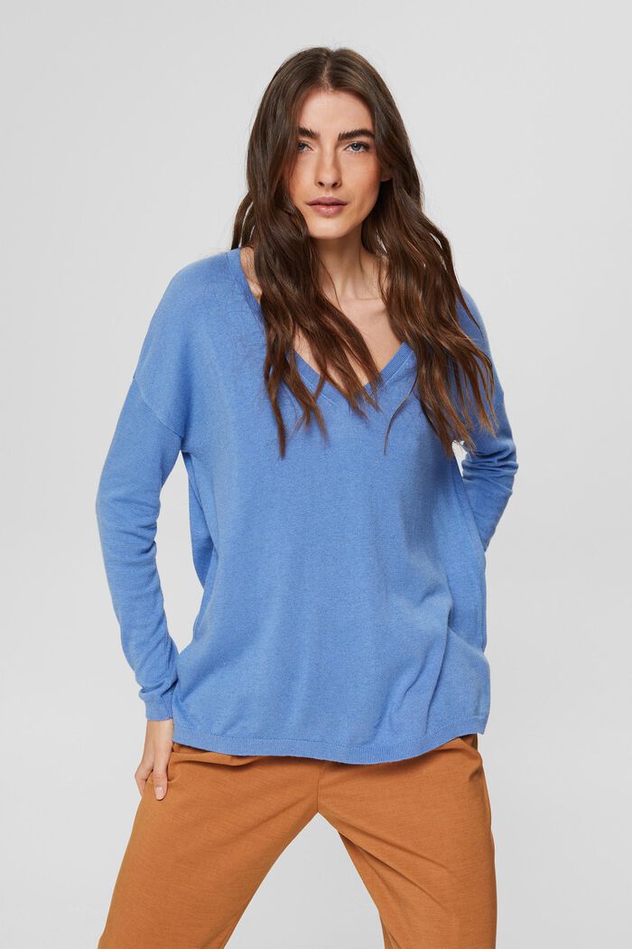 Oversize-Pullover mit Kaschmir-Woll-Blend, BRIGHT BLUE, detail image number 0