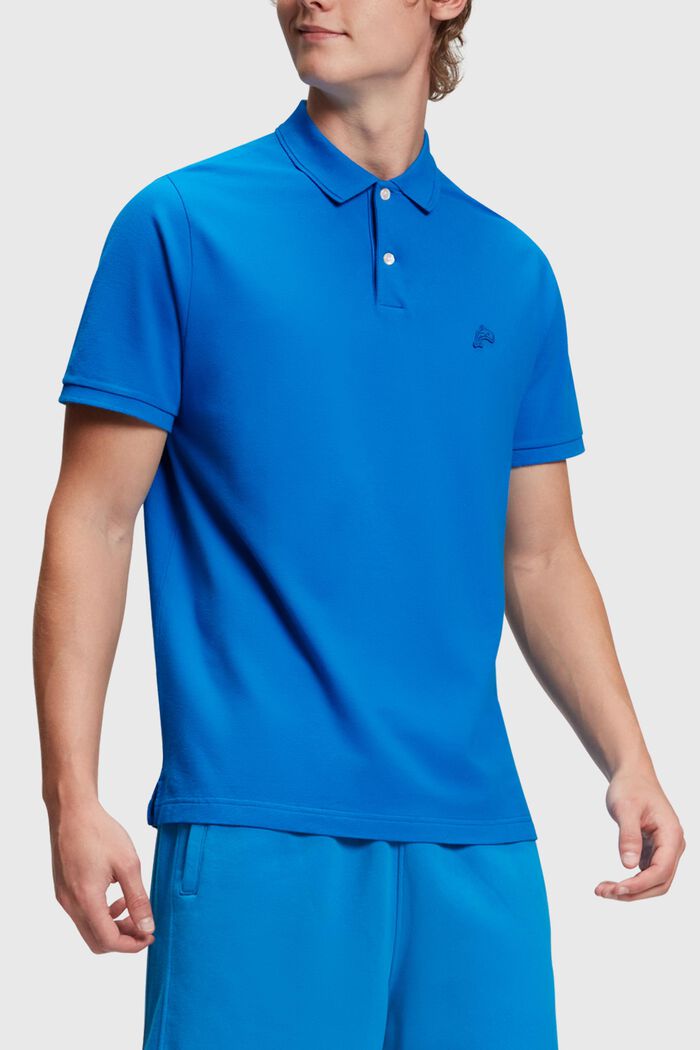 Klassisches Tennis-Poloshirt mit Dolphin-Batch, BLUE, detail image number 0