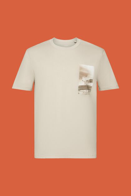 T-Shirt mit Print auf der Brust, 100 % Baumwolle