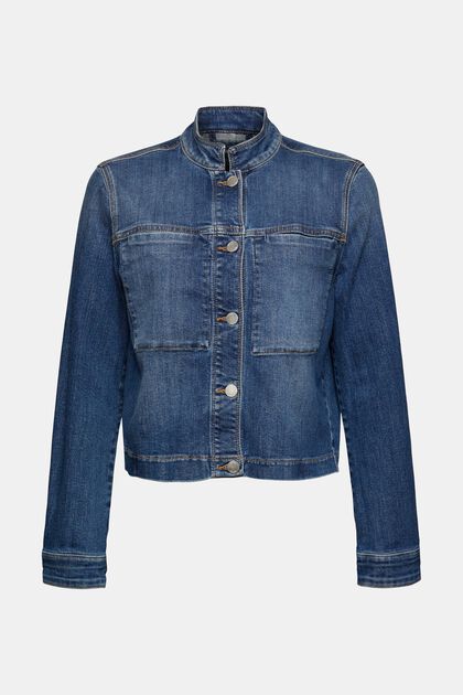 Jeansjacke aus Baumwolle, BLUE MEDIUM WASHED, overview