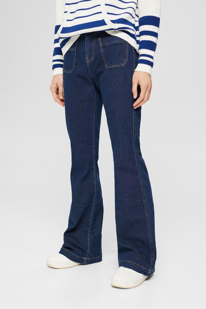 Bootcut-Jeans mit aufgesetzten Taschen, BLUE DARK WASHED, detail image number 0