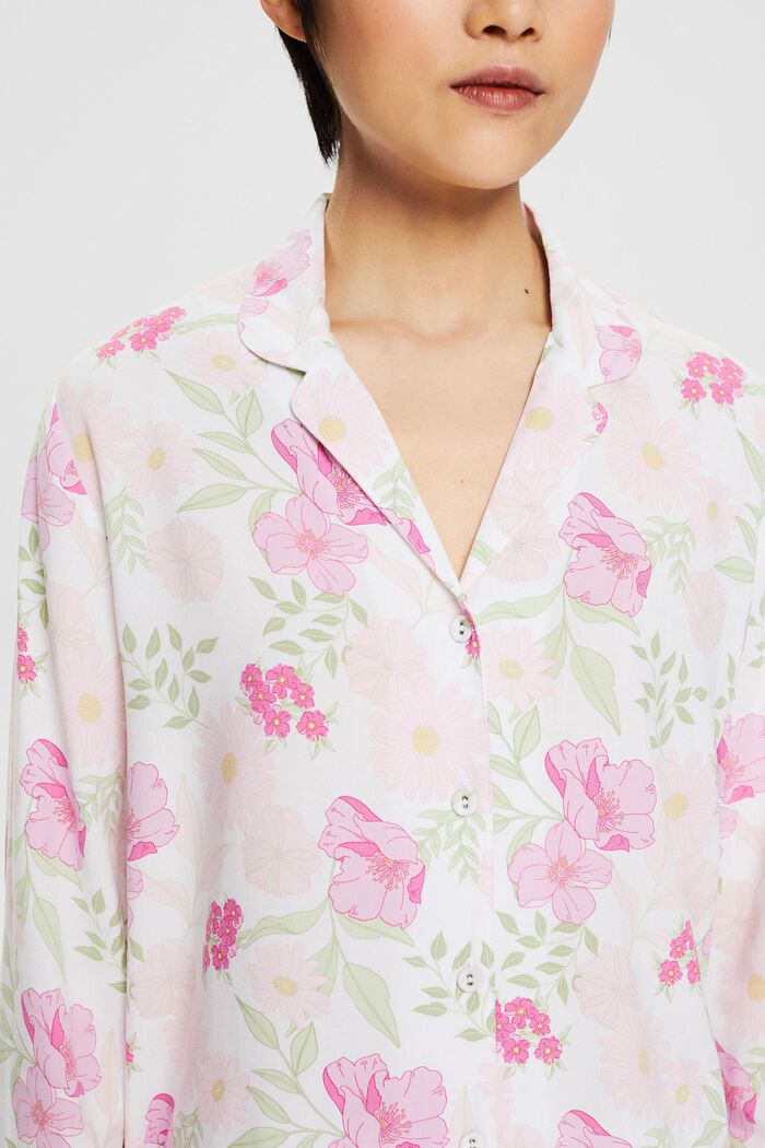 Floral gemusterter Pyjama, LENZING™ ECOVERO™, WHITE, detail image number 3