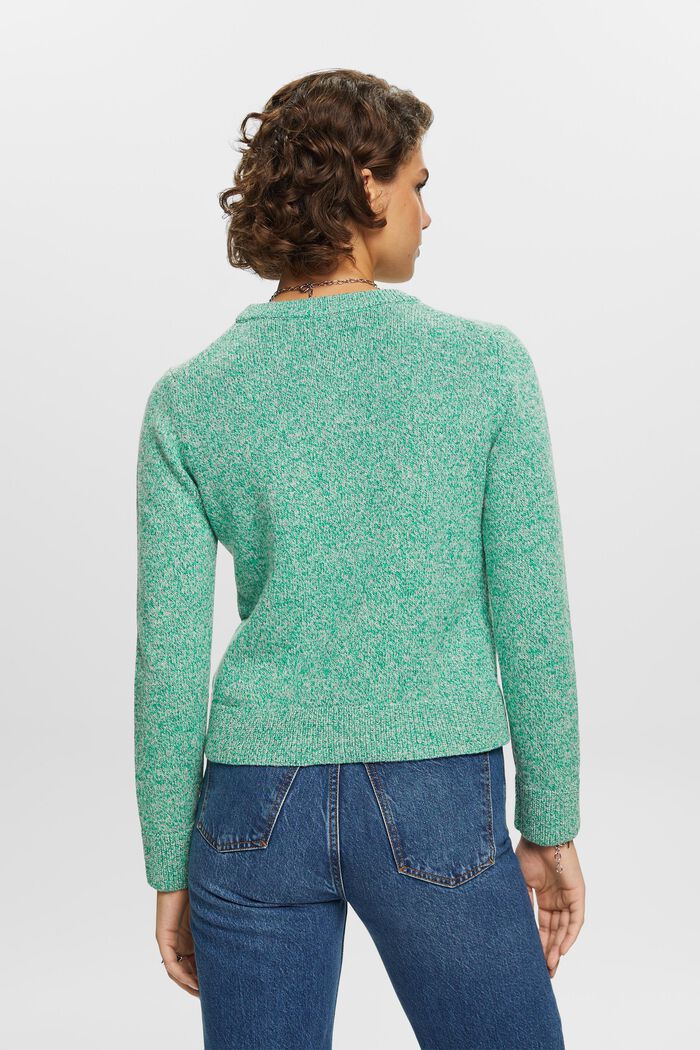 Rundhals-Pullover, Wollmix, GREEN, detail image number 3