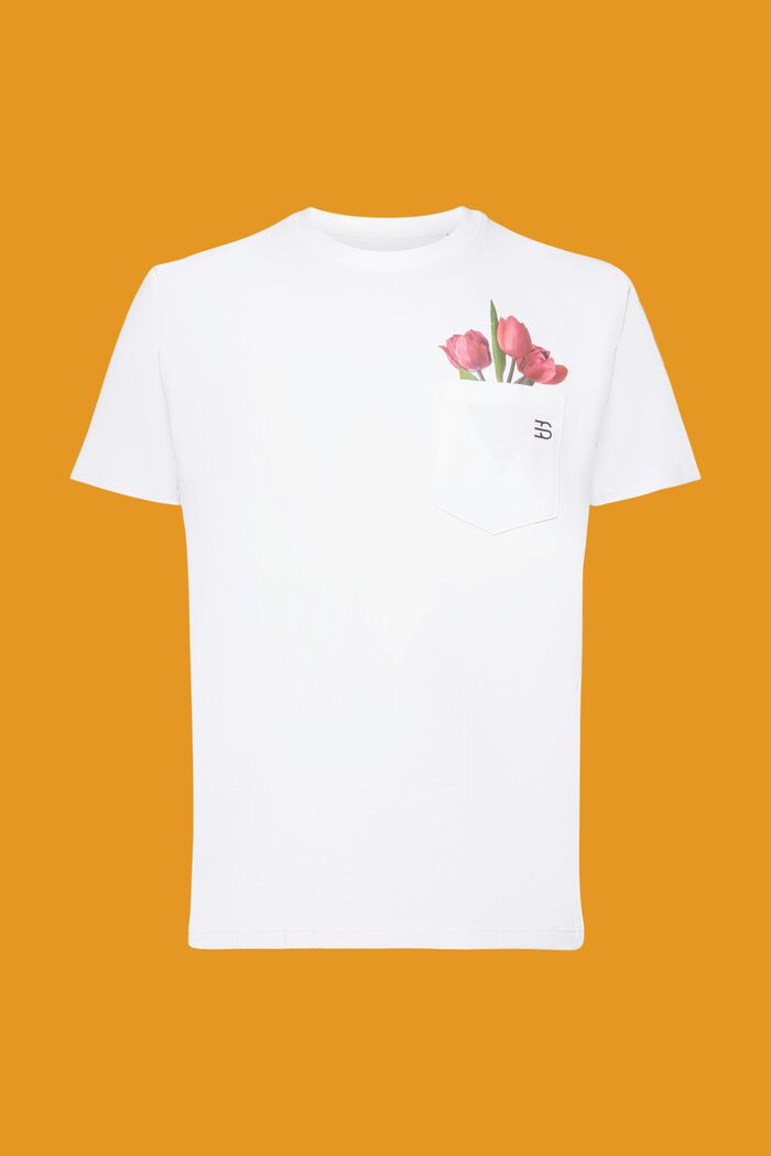 Jersey-T-Shirt mit Print , 100% Baumwolle, WHITE, detail image number 6
