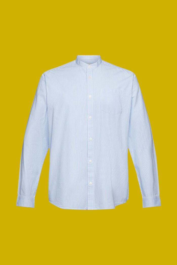 Baumwollhemd mit Nadelstreifen und Stehkragen, GREY BLUE, detail image number 5