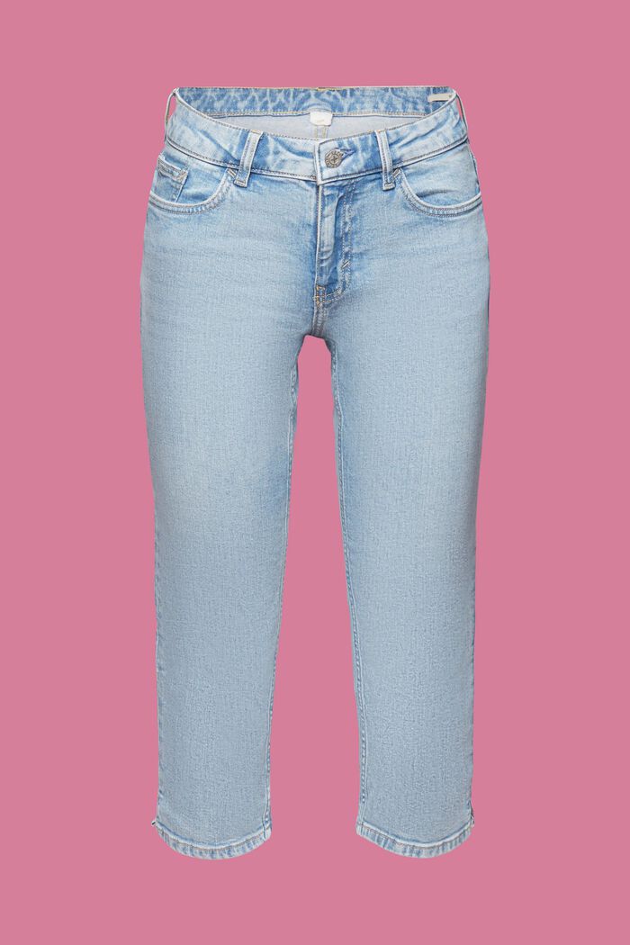 Capri-Jeans mit mittelhohem Bund, BLUE LIGHT WASHED, detail image number 7