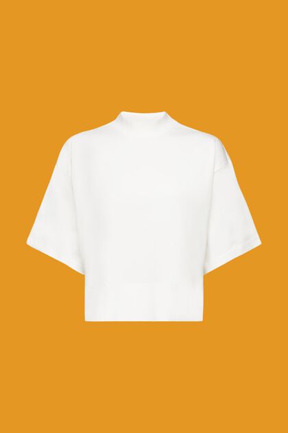 Kurzärmliges Shirt mit Stehkragen, OFF WHITE, overview