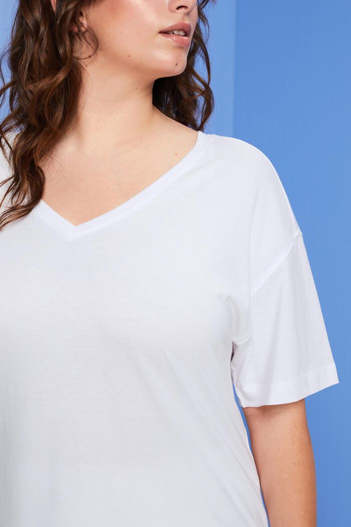 CURVY T-Shirt mit V-Ausschnitt, TENCEL™, WHITE, detail image number 2