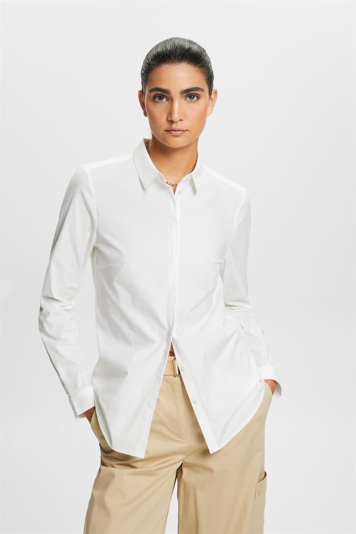 Langärmlige Popeline-Bluse, WHITE, detail image number 2